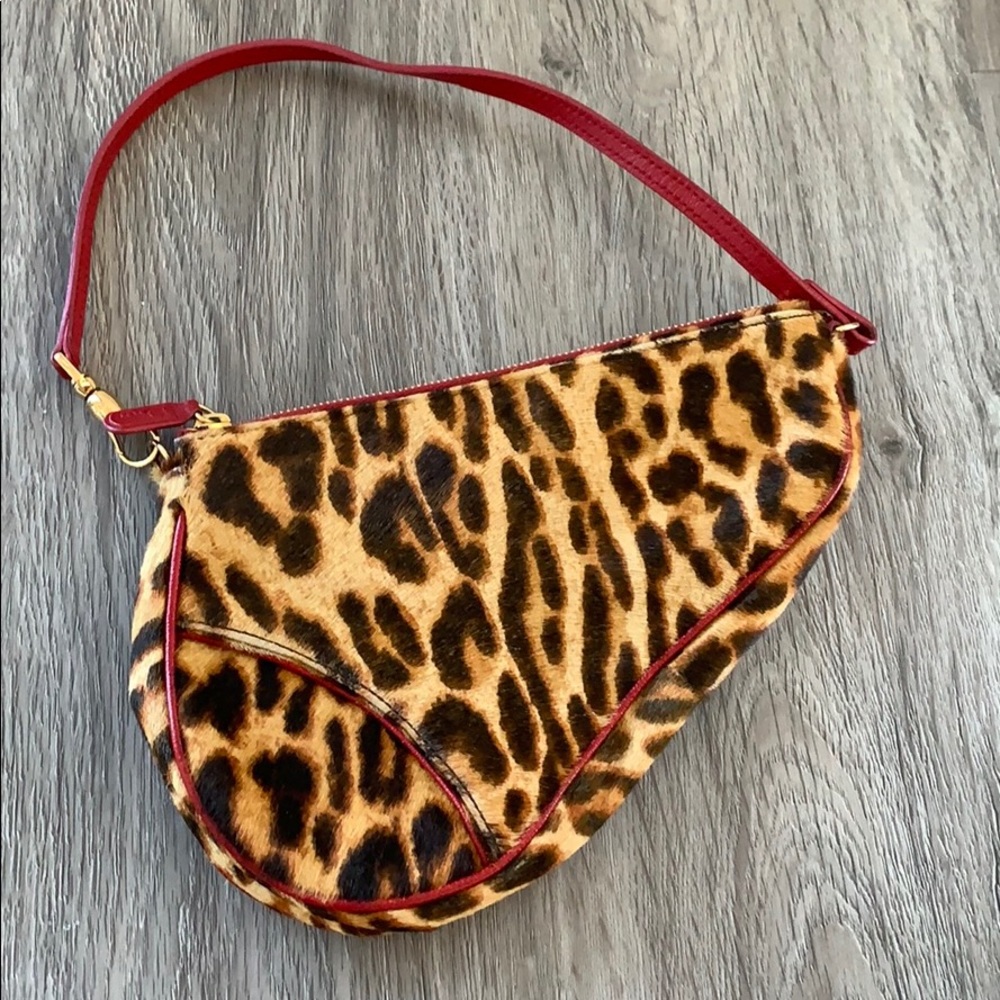 Christian Dior leopard saddle pony fur (LIKE NEW)